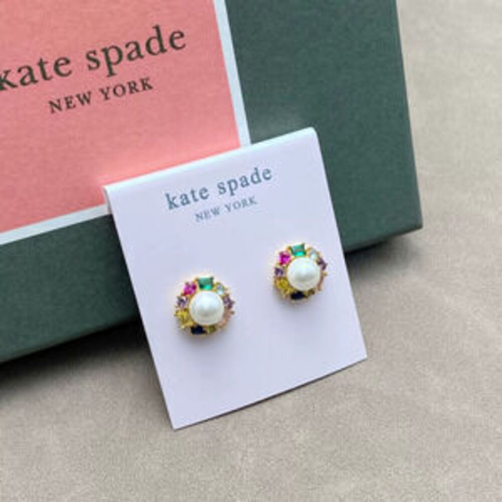 kate spade Vintage Floral Pearl Studs Gold Plated Silver Post